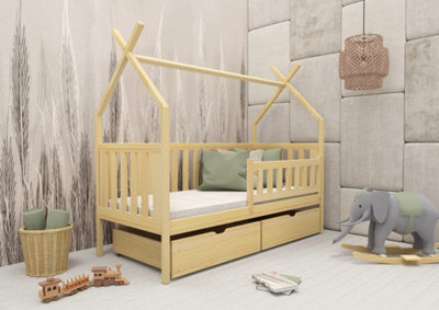 Wooden Single Bed Simba With Storage in Pine W1980mm x H1660mm x D970mm
