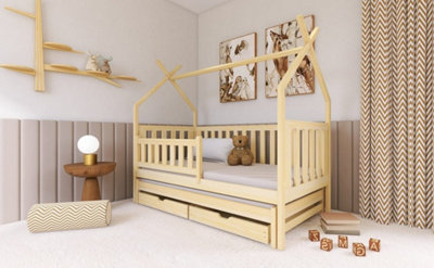 Wooden Single Bed Tytus With Trundle in Pine W1980mm x H1660mm x D970mm