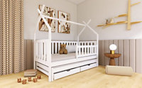Wooden Single Bed Tytus With Trundle in White W1980mm x H1660mm x D970mm