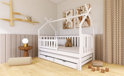 Wooden Single Bed Tytus With Trundle in White W1980mm x H1660mm x D970mm