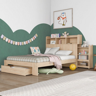 Kids bed hot sale with shelves