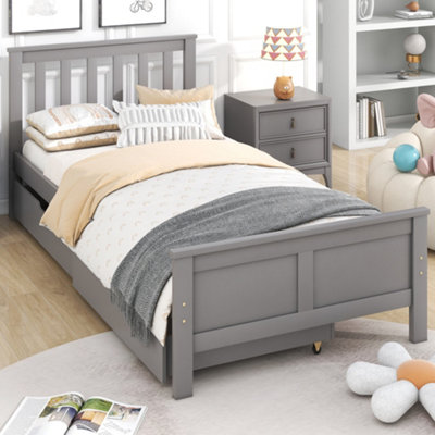 Wooden Solid Gray Pine Storage Bed with Drawers Bed
