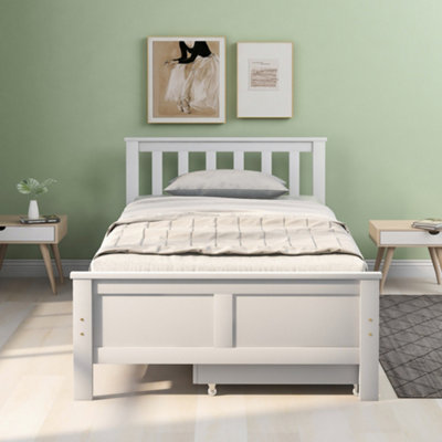 Wooden Solid White Pine Storage Bed with Drawers, 3ft Single (190x90cm ...