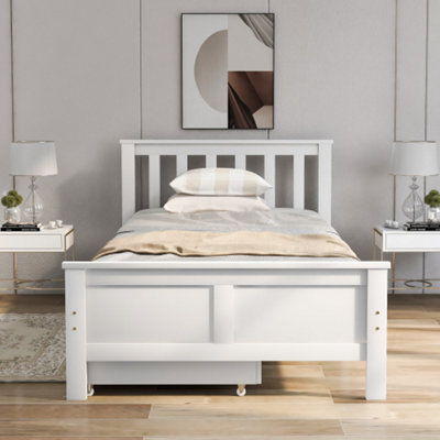 Wooden Solid White Pine Storage Bed with Drawers Bed Furniture Frame for Adults, Kids, Teenagers 3ft Single 190x90cm