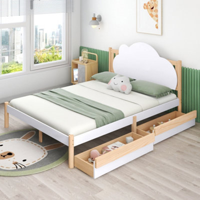 Wooden Solid White Pine Storage Bed with Drawers Bed Furniture Frame ...