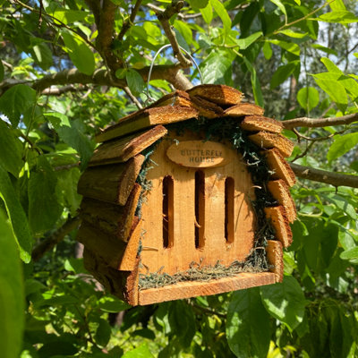 Wooden Solitary Bee Hive Hotel Habitat & Hanging Butterfly House - 3