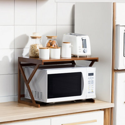 Wooden Spice Racks Kitchen Countertop Storage Rack Microwave Organiser