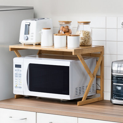 Wooden Spice Racks Kitchen Countertop Storage Rack Microwave Organiser ...