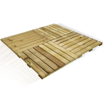 Wooden Square Garden Decking Tiles With A Natural Hardwood Finish
