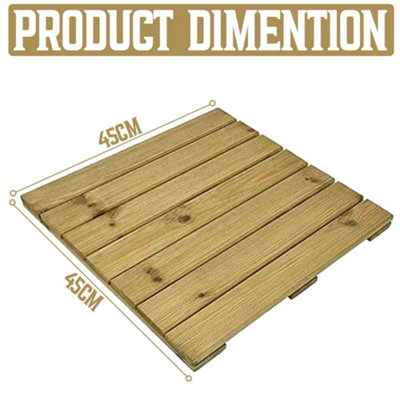 Wooden Square Garden Decking Tiles With A Natural Hardwood Finish