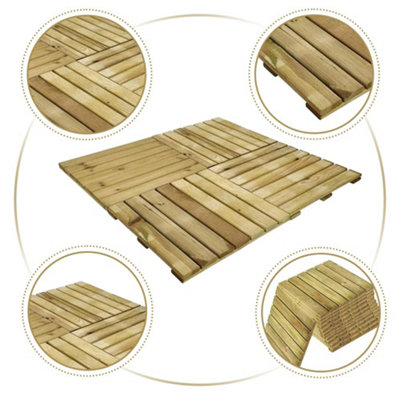 Wooden Square Garden Decking Tiles With A Natural Hardwood Finish - 3