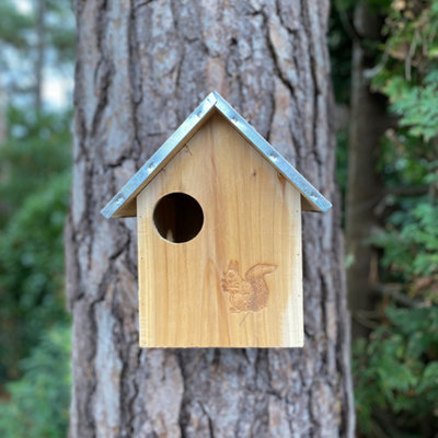 Wooden Squirrel Nest Box With Metal Roof