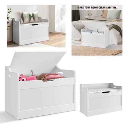 Wooden storage box bench, 2-in-1 toy and blanket storage, large ...