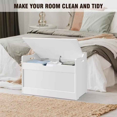 Wooden storage box bench, 2-in-1 toy and blanket storage, large ...