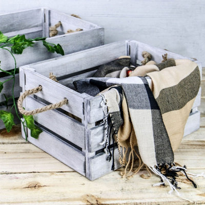 Wooden Storage Crates Set of 3 M&W