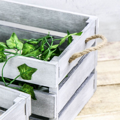 Wooden Storage Crates Set of 3 M&W - 3