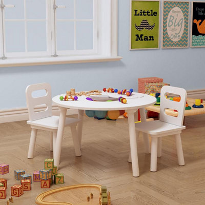 Wooden Storage Table with 2 Chairs, Kids Table and Chair Sets, Kids ...