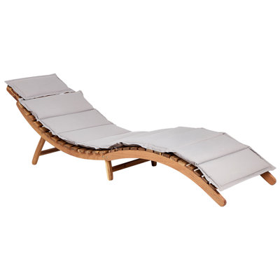 Wooden Sun Lounger with Cushion Grey LUINO