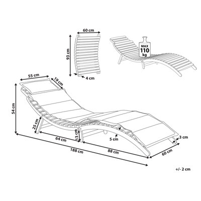 Wooden Sun Lounger with Cushion Grey LUINO - 3