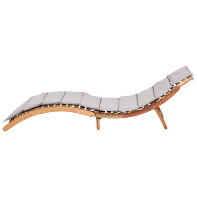 Wooden Sun Lounger with Cushion Grey LUINO - 4