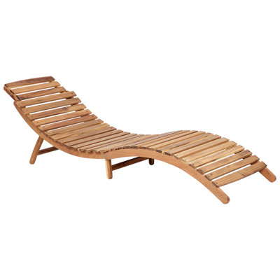 Wooden Sun Lounger with Cushion Grey LUINO - 5