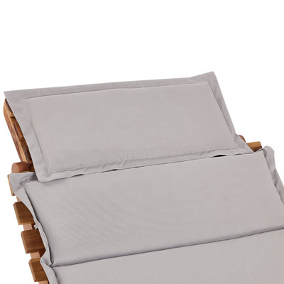 Wooden Sun Lounger with Cushion Grey LUINO - 7