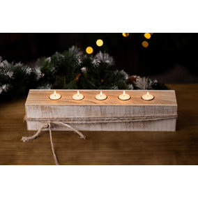 Wooden Tealight Candle Holder - 5 Tealights