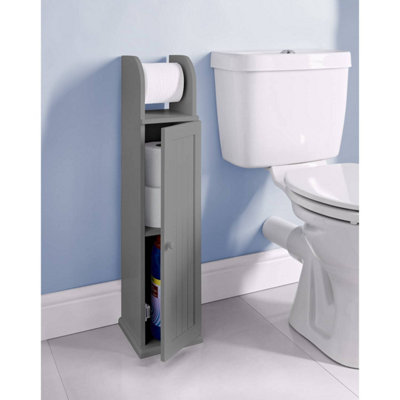 Wooden toilet roll holder cupboard cabinet free standing bathroom paper ...