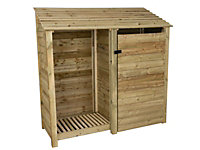 Wooden tool and log store, garden storage W-187cm, H-180cm, D-88cm - natural (light green) finish