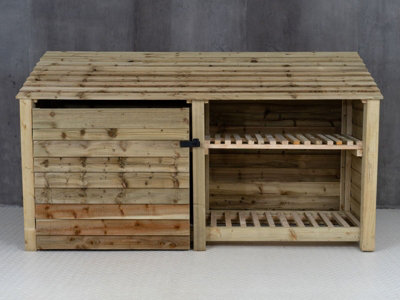 Wooden tool and log store - 3