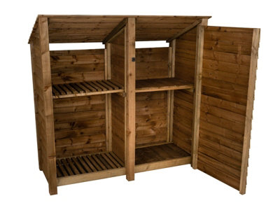 Wooden tool and log store (roof sloping back) - 3