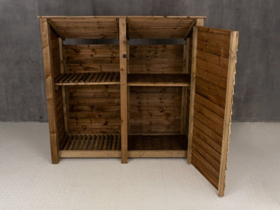 Wooden tool and log store (roof sloping back) - 4