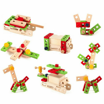 Wooden Tool Box Carrycase for Kids 35-Piece Pretend DIY Role Play ...