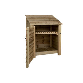 Wooden tool store, garden storage with shelf W-99cm, H-126, D-88cm - natural (light green) finish