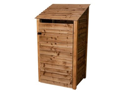 Wooden tool store, garden storage with shelf W-99cm, H-180cm, D-88cm - brown finish