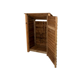 Wooden tool store (roof sloping back), garden storage W-119cm, H-180cm, D-88cm - brown finish