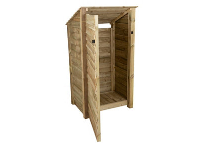 Wooden tool store (roof sloping back), garden storage W-99cm, H-180cm, D-88cm - natural (light green) finish