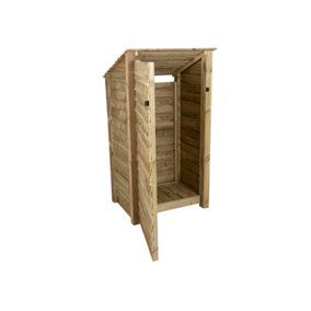 Wooden tool store (roof sloping back), garden storage W-99cm, H-180cm, D-88cm - natural (light green) finish