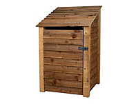 Wooden tool store with storage shelf, garden storage W-79cm, H-126cm, D-88cm - brown finish