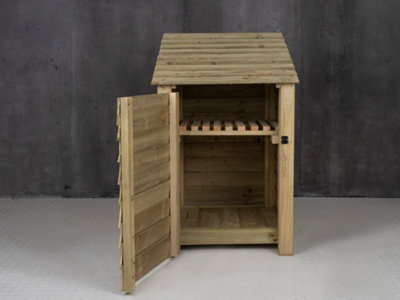 Wooden tool store with storage shelf - 4