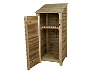 Wooden tool store with storage shelf, garden storage W-79cm, H-180cm, D-88cm - natural (light green) finish