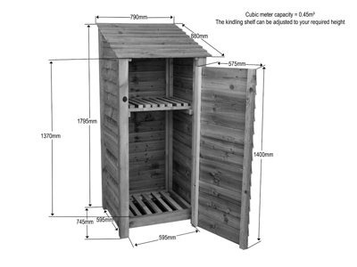 Wooden tool store with storage shelf - 6