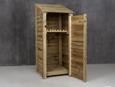 Wooden tool store with storage shelf - 7