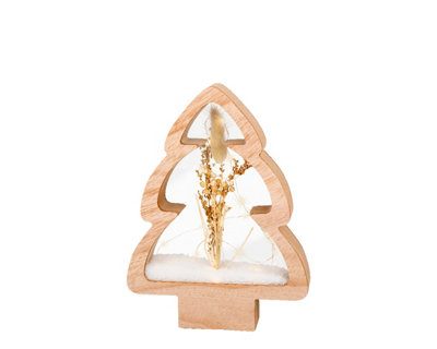 Wooden Tree Ornament Christmas Light Decoration In Tree Shape Wooden Frame 28cm