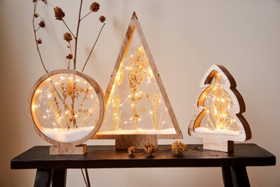 Wooden Tree Ornament Christmas Light Decoration In Tree Shape Wooden Frame 28cm