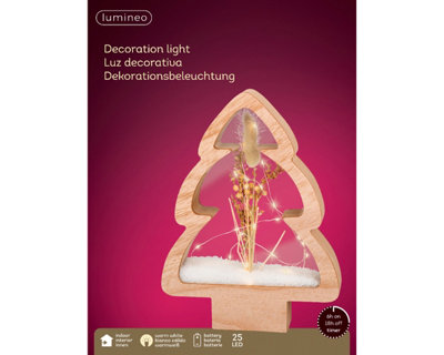 Wooden Tree Ornament Christmas Light Decoration In Tree Shape Wooden Frame 28cm