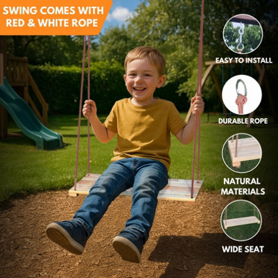 Rope tree swing with wooden seat discount
