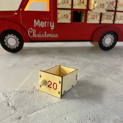 Wooden Truck Advent Calendar with LED Lights