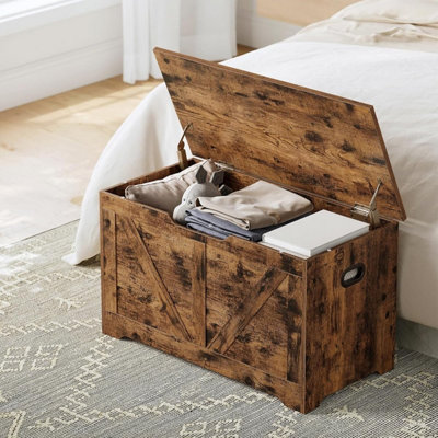 Wooden Trunk, Shoe Storage Bench, Organiser Box, 2 Safety Hinges ...