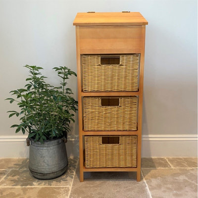 Wooden Vegetable and Potato Store with Wicker Style Baskets